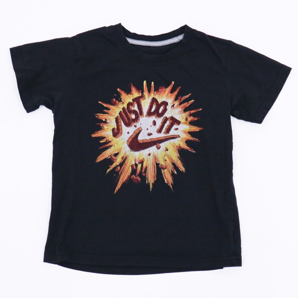 Nike Tee T-Shirt Boys 6 Black Just Do IT Crew Neck